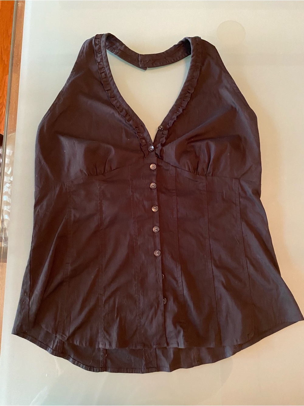 Women’s Express Black Button-Front Halter Top size L